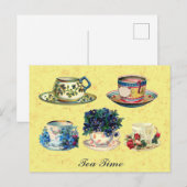 Antiek Teacup Tea Time Briefkaart (Voorkant / Achterkant)