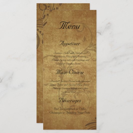 Antiek Teastain Aangepast menu (Voorkant / Achterkant)