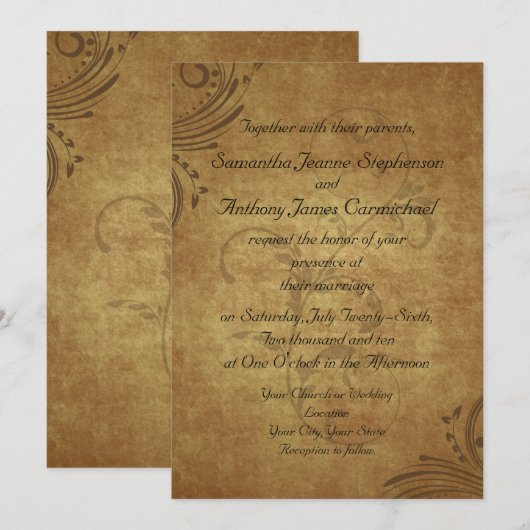  Antiek Teastain Swirl Bruiloft Kaart (Voorkant / Achterkant)