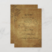  Antiek Teastain Swirl Bruiloft Klein RSVP (Voorkant / Achterkant)