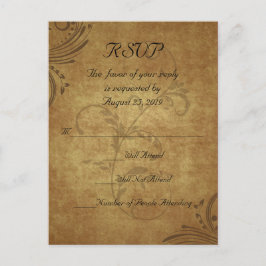  Antiek Teastain Swirl Bruiloft RSVP Antwoord Uitnodiging Briefkaart