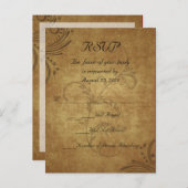 Antiek Teastain Swirl Bruiloft RSVP Antwoord Uitnodiging Briefkaart (Voorkant / Achterkant)