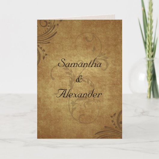 Antiek Teastain Swirl Wedding Invitation (Voorkant)