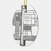 Antiek technicus voor mechanische gereedschappen keramisch ornament (Links)