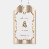 Antiek teddybeer Toile Baby shower Cadeaulabel (Voorkant)