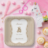  Antiek teddybeer Toile Baby shower Papieren Bordje (Feest)