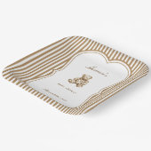  Antiek teddybeer Toile Baby shower Papieren Bordje (Gebogen)