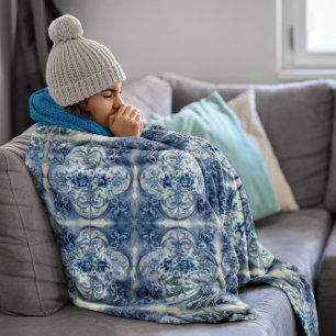 Antiek Tegels in Delfts Blauw Fleece Deken