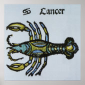 Antiek Teken van de Dierenriem, Kreeft Poster (Voorkant)