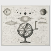 Antiek tekening van  astrologische bollen cadeaupapier (Vlak)