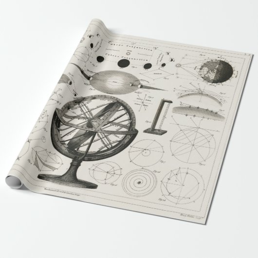 Antiek tekening van  astrologische bollen cadeaupapier (Uitgerold)