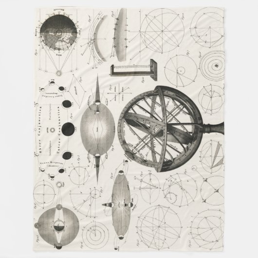 Antiek tekening van astrologische bollen fleece deken (Voorkant)