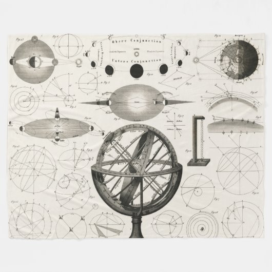 Antiek tekening van astrologische bollen fleece deken (Voorkant (Horizontaal))