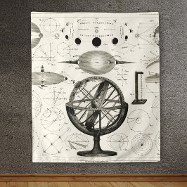 Antiek tekening van astrologische bollen wandkleed