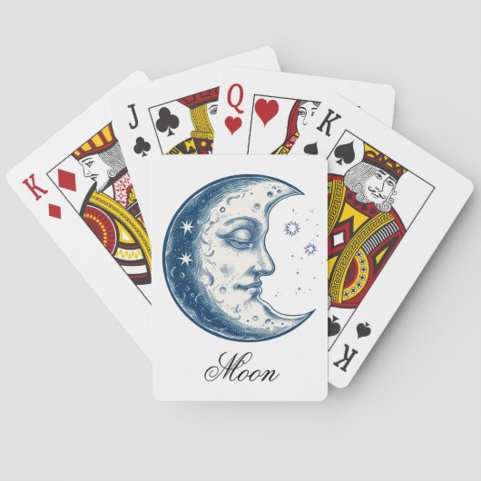 Antiek tekening van de maan pokerkaarten (Achterkant)