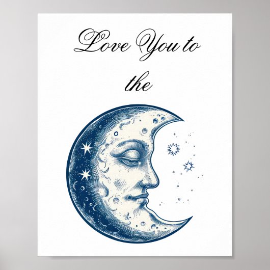 Antiek tekening van de maan poster (Voorkant)