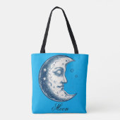 Antiek tekening van de maan tote bag (Achterkant)