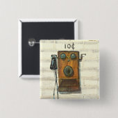 antiek telefoonknop vierkante button 5,1 cm (Voorkant /achterkant)