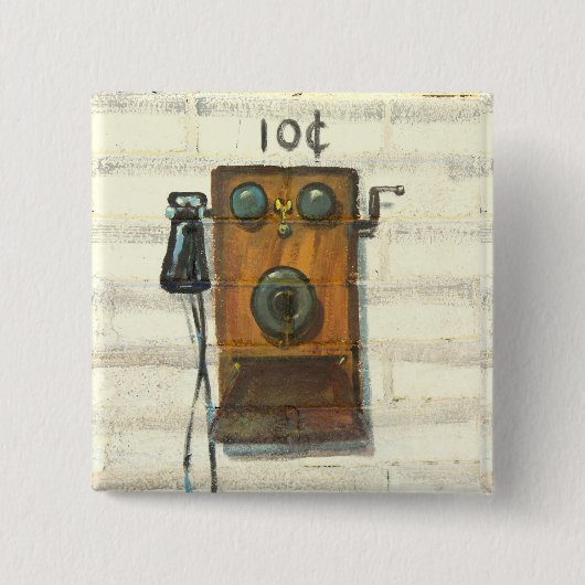antiek telefoonknop vierkante button 5,1 cm (Voorkant)