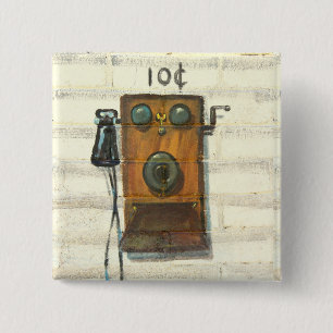 antiek telefoonknop vierkante button 5,1 cm