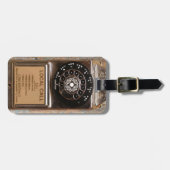 Antiek telefoontoestel met mobiele telefoon robuus bagagelabel (Voorkant horizontaal)
