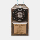 Antiek telefoontoestel met mobiele telefoon robuus cadeaulabel (Voorkant)