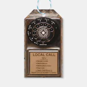 Antiek telefoontoestel met mobiele telefoon robuus cadeaulabel
