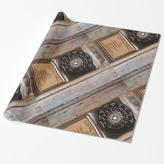 Antiek telefoontoestel met mobiele telefoon robuus cadeaupapier (Uitgerold)