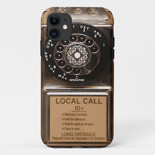 Antiek telefoontoestel met mobiele telefoon robuus Case-Mate iPhone case (Achterkant)