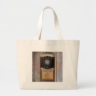 Antiek telefoontoestel met mobiele telefoon robuus grote tote bag