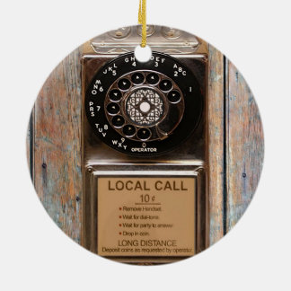 Antiek telefoontoestel met mobiele telefoon robuus keramisch ornament