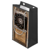 Antiek telefoontoestel met mobiele telefoon robuus klein cadeauzakje (Voorkant Gekanteld)