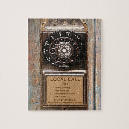 Antiek telefoontoestel met mobiele telefoon robuus legpuzzel (Verticaal)