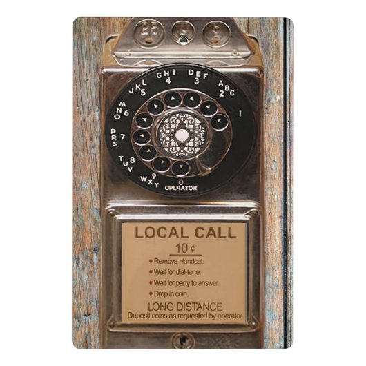 Antiek telefoontoestel met mobiele telefoon robuus mini klembord (Achterkant)