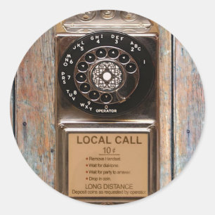 Antiek telefoontoestel met mobiele telefoon robuus ronde sticker
