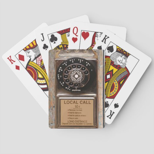 Antiek telefoontoestel met mobiele telefoon robuus speelkaarten (Achterkant)