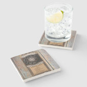 Antiek telefoontoestel met mobiele telefoon robuus stenen onderzetter (Zijkant)