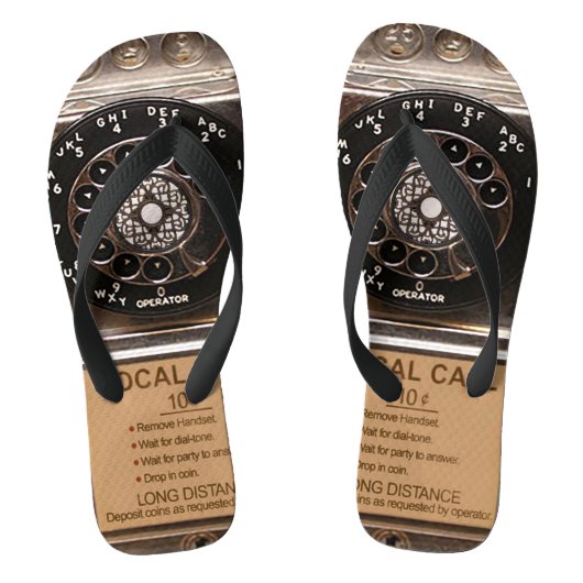 Antiek telefoontoestel met mobiele telefoon robuus teenslippers (Voetbed)