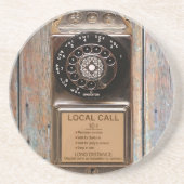 Antiek telefoontoestel met mobiele telefoon robuus zandsteen onderzetter (Voorkant)