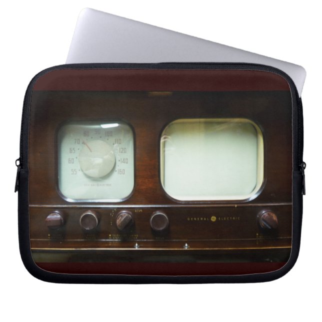Antiek televisie en radio laptop sleeve (Voorkant)
