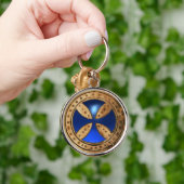 ANTIEK TEMPLAR CROSS Blue Sapphire Gem Sleutelhanger (Hand)