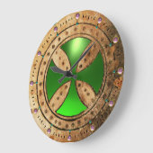 ANTIEK TEMPLAR CROSS Green Emerald Gem Grote Klok (Hoek)