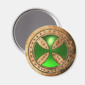 ANTIEK TEMPLAR CROSS Green Emerald Gem Magneet (Voorkant / Achterkant)