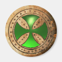 ANTIEK TEMPLAR CROSS Green Emerald Gem