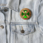 ANTIEK TEMPLAR CROSS Green Emerald Gem Ronde Button 5,7 Cm (In situ)
