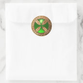 ANTIEK TEMPLAR CROSS Green Emerald Gem Ronde Sticker (Tas)