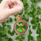 ANTIEK TEMPLAR CROSS Green Emerald Gem Sleutelhanger (Hand)