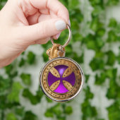 ANTIEK TEMPLAR CROSS Paars Amethyst Gem Sleutelhanger (Hand)