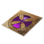 ANTIEK TEMPLAR CROSS Paars Amethyst Gem Tegeltje (Zijkant)