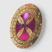 ANTIEK TEMPLAR CROSS Paars Roze Amethyst Gem Grote Klok (Hoek)